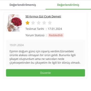 Çiçek Sepeti Kötü Ürün Gönderip Yoruma İzin Vermiyor