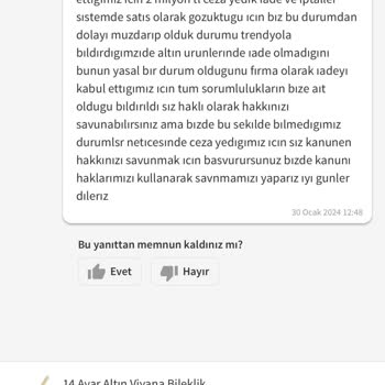 Trendyol Yalan Beyanla Satışa Çanak Tutması
