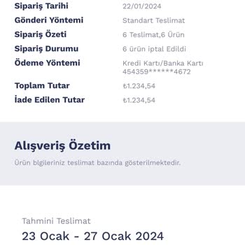 Penti Siparişimi İptal Etti.
