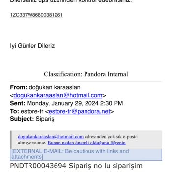 Pandora Mücevher Pandora Ürünü Göndermiyor