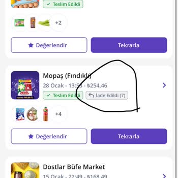 Getir Para İademi Yapmıyor.