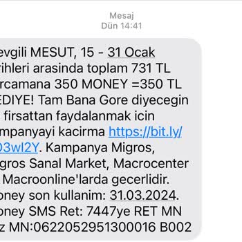 Migros Geri Bildirim İstiyorum