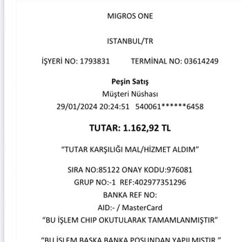Migros Geri Bildirim İstiyorum