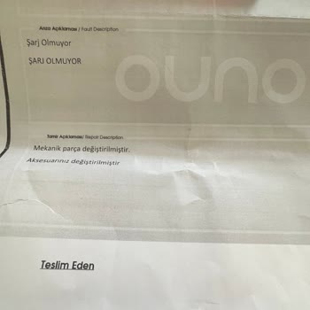 Ouno Servis Dream Marka Süpürgeyi Tamir Ettim Dedi Ama Etmemiş.
