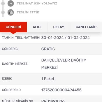 Gratis Kargom Kayboldu, Ücret İadesi Yapılmadı!