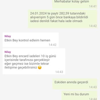 Enpara Encard Uzun Para İade Süresi