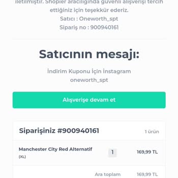 One Worth Sport (oneworth.spt) Forma Siparişim Gelmedi