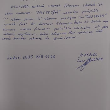 Yanlışlıkla Başkasının Faturasını Ödedim TT Ücret İadesini Yapmıyor