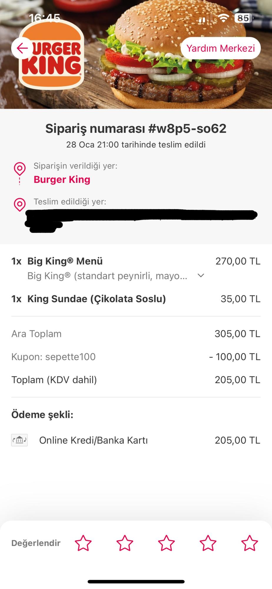 Yemek Sepeti Ve Burger King Para İademi Yapmıyorlar Şikayetvar