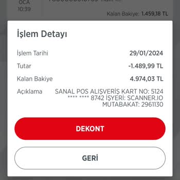 Scannero İO Hesabımdan Benden İzinsiz Para Çekmiş