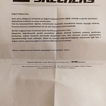 Skechers Ayıplı Ürün Ve İade Reddi.