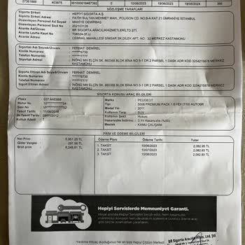 Hepiyi SİGORTA'nın Kasko Poliçesinde Tüketicisini Aldatması
