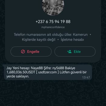 WhatsApp Yurt Dişi Kayıtlı Numaradan Gelen Mesaj