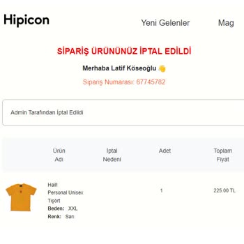 Hipicon Sebepsiz İptal Edilen Ürünler