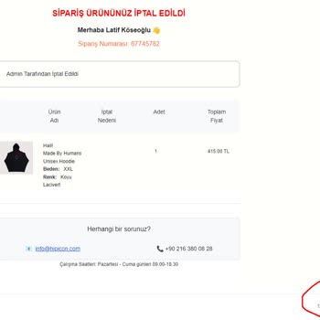 Hipicon Sebepsiz İptal Edilen Ürünler