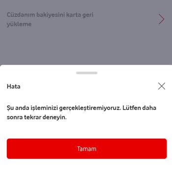 Vodafone Pay Cüzdan Bakiyesi Karta Geri Aktarılmıyor