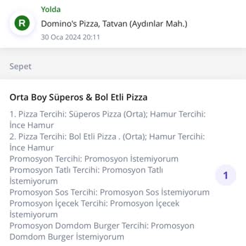 Domino's Siparişi 1 Saatten Geç Geldi