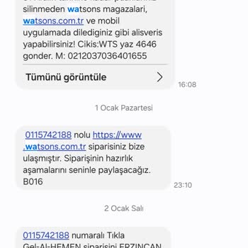 Watsons Teslim Almadığım Ürün Teslim Edildi Olarak Görünüyor