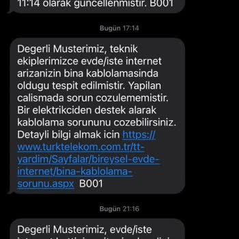 Türk Telekom Evde İnternet Arıza Giderilmeden Geçiştirildi