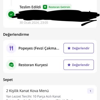Getir Yemek Para İadesi