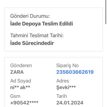 Zara Online Ve Kargo Mağduriyeti