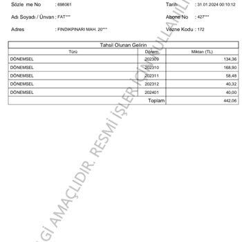 MESKİ Su Faturası Bedeli