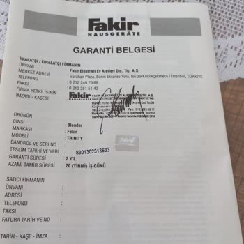 Fakir (Model:Trinity) Ev Aleti Ayıplı Mal