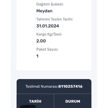 Sürat Kargo Gönderi Kabulünden Sonra İşlem Yok