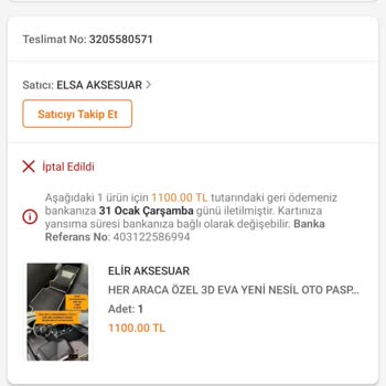 Trendyol'da İptal Edilen Ve Fiyatı Artan Paspas Şikayeti