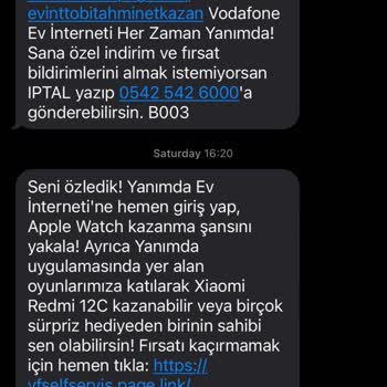 Vodafone Spam SMS Gönderiyor!