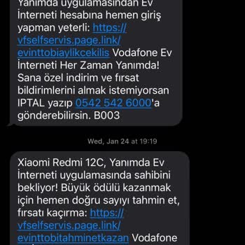 Vodafone Spam SMS Gönderiyor!