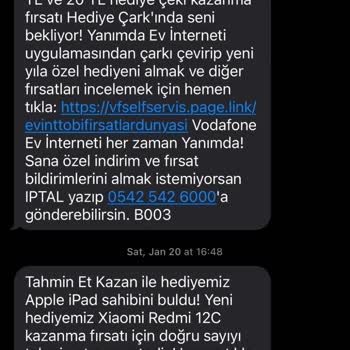 Vodafone Spam SMS Gönderiyor!