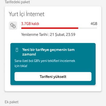 Vodafone Faturalı Hattın İnternet Paketi Sorunları