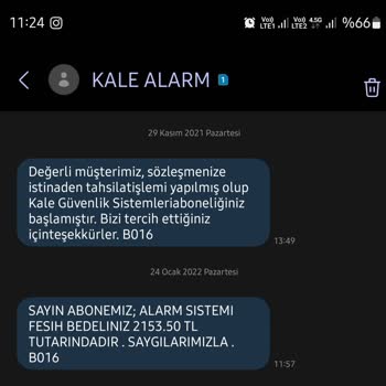 Kale Alarm Defalarca İptal Edilen Aboneliğe Halen Fatura Çıkarıyor