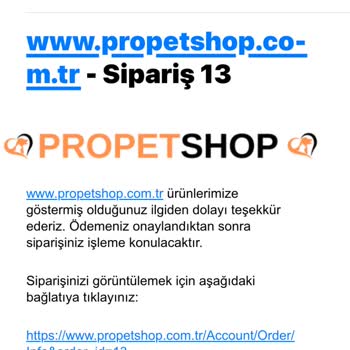 Www.propetshop.com.tr'den Mama Siparişi Gelmemesi