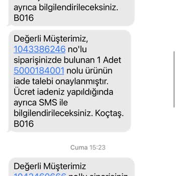 Koçtaş İnternetten Aldığım Ürün İki Kez Otomatik Olarak İade Edildi