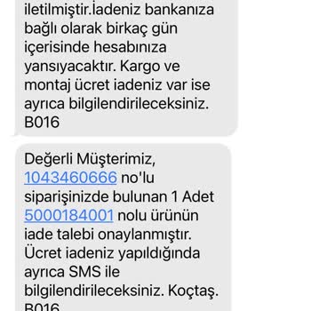 Koçtaş İnternetten Aldığım Ürün İki Kez Otomatik Olarak İade Edildi