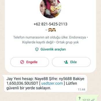 WhatsApp Şikayet Bilinmeyen Numara
