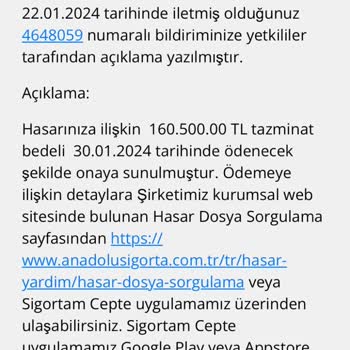 Anadolu Sigorta Tarafından Yaşatılan Mağduriyet