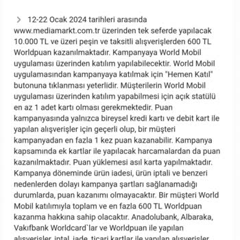 Media Markt Yüklenmeyen World Puan