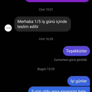 Aware Butik Siparişim Bir Türlü Gelmiyor
