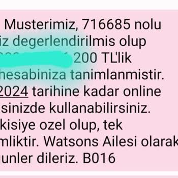 Watsons Müşteri Memnuniyet Kuponu Kullanılmıyor