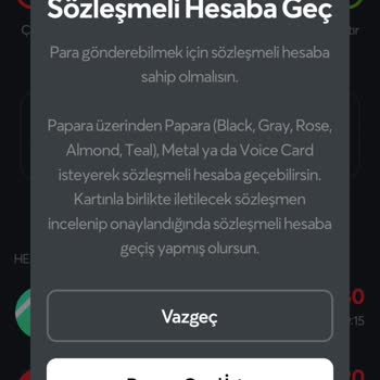 Papara Sözleşmeli Hesaba Geçemiyorum