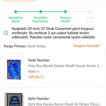 Sürat Kargo Trendyol Adana Hediyelik Problemim Çözülmüyor