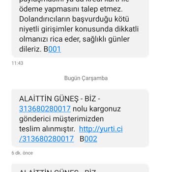 Yurtiçi Kargo Sevkiyatınız İptal Edilmiştir Mesajı