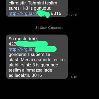 Aras Kargo Evime Getirilmesi Gereken Kargoyu Şubeden Alınız Diyor