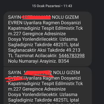 EKIPLERUZLM (SMS) Yanıltıcı Mesajlara Karşı Önlem Talebi