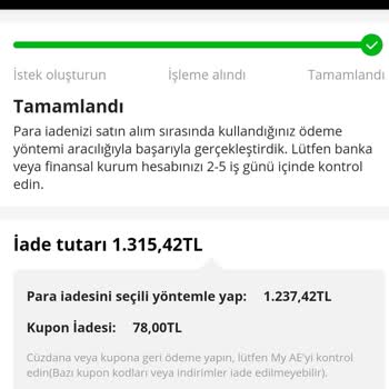Aliexpress Tuncay Y**** İadesi
