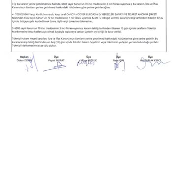 Hoover Davlumbaz Değişim Yasal Süreci Onaylandı