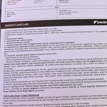 Daikin -sıfır Kombi- Parça Değişimi Olacakmış